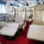 Luxurious beige reclining passenger seats