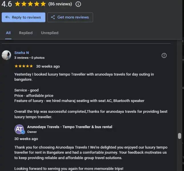 Customer Testimonials on tempo traveller rent